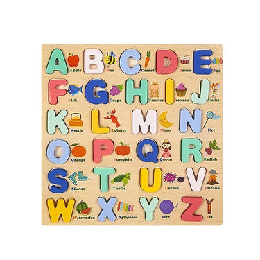Wooden Capital Letters A-Z With Shapes Board